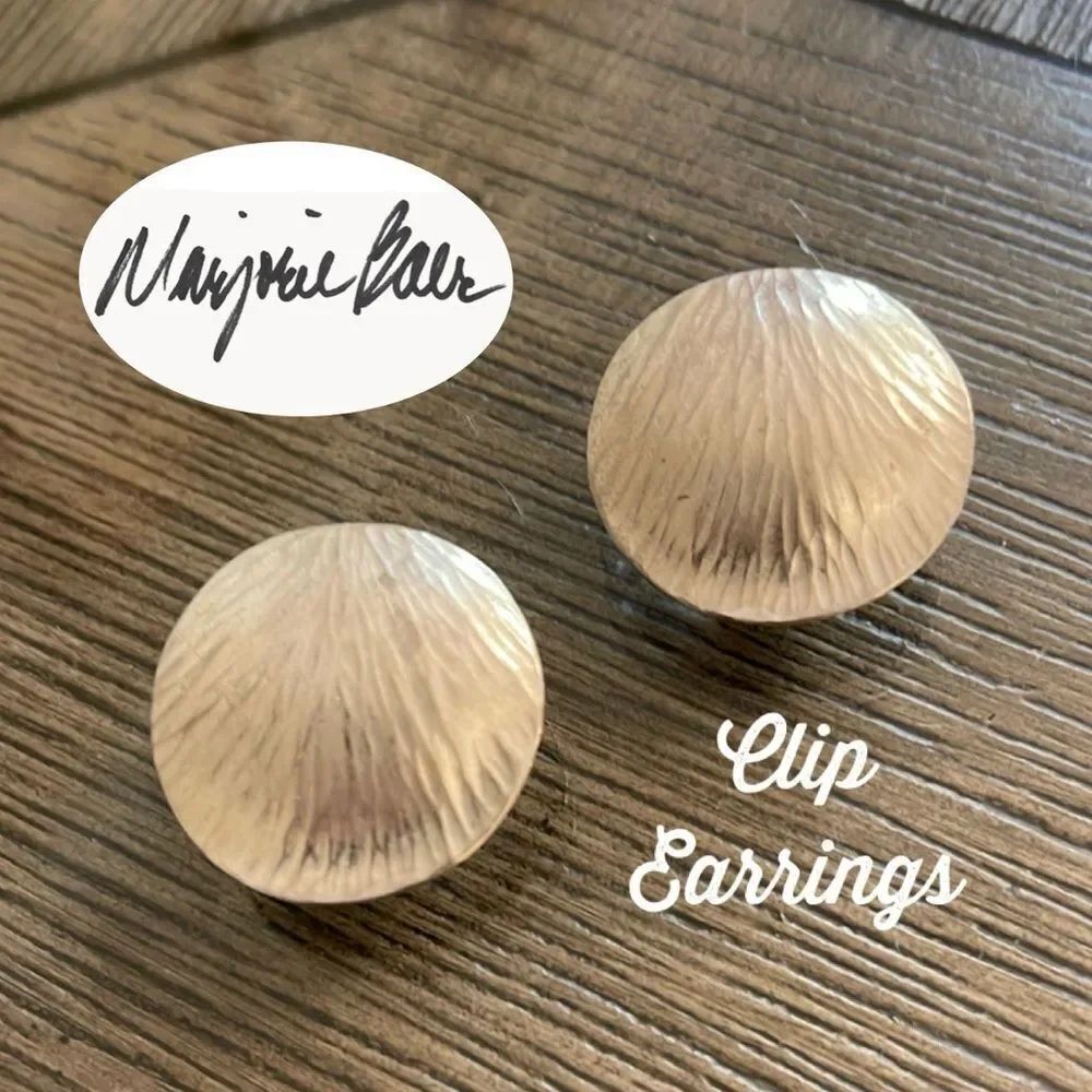 Marjorie Baer San Francisco Sterling Silver Plated Textured Disc Clip Earrings
